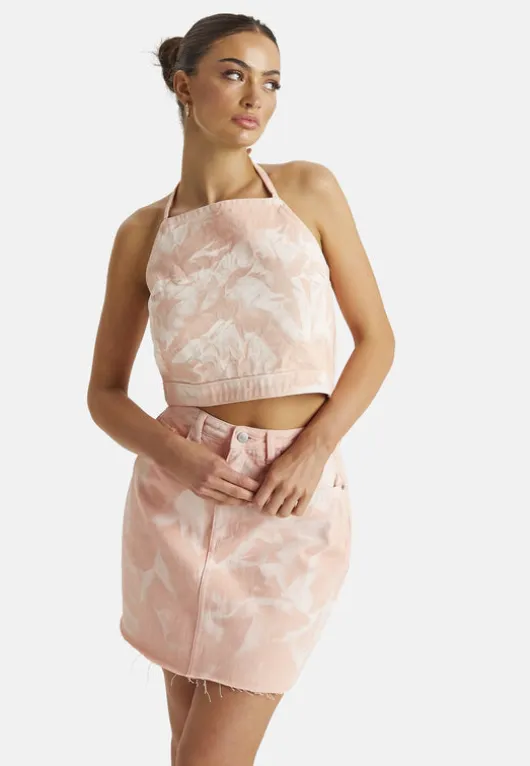 Tie Dye A-Line Denim Skirt