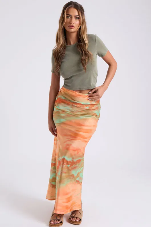 Tie Dye Bias Cut Maxi Skirt