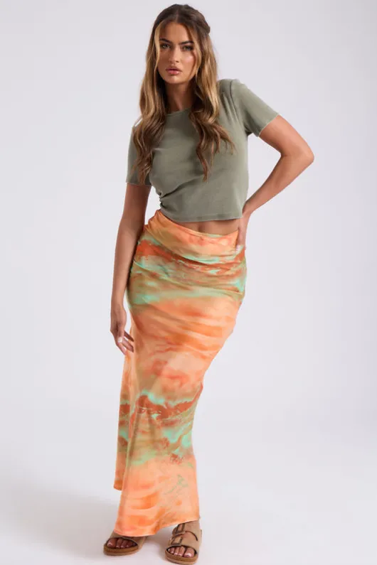 Tie Dye Bias Cut Maxi Skirt