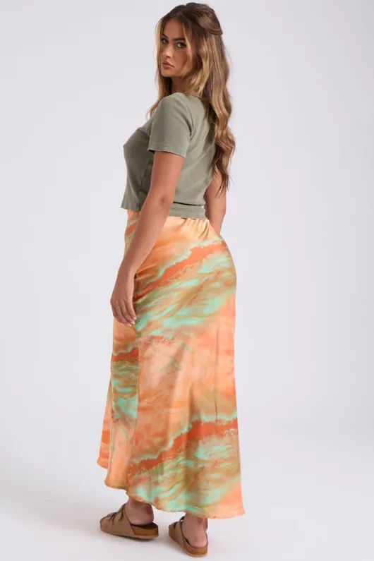 Tie Dye Bias Cut Maxi Skirt