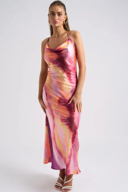 Tie Dye Cross Back Slip Dress