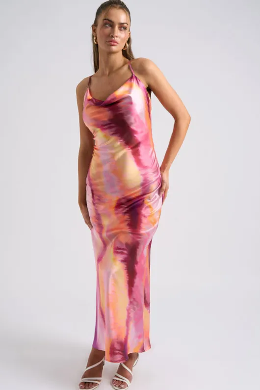 Tie Dye Cross Back Slip Dress