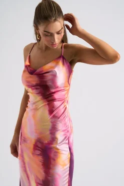 Tie Dye Cross Back Slip Dress