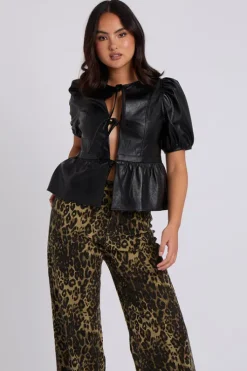 Tie Front PU Top