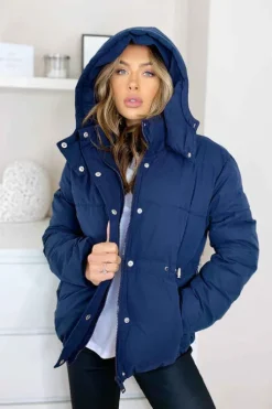 Veneto Waisted Navy Puffer Jacket