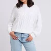 White Cable Crew Neck Jumper