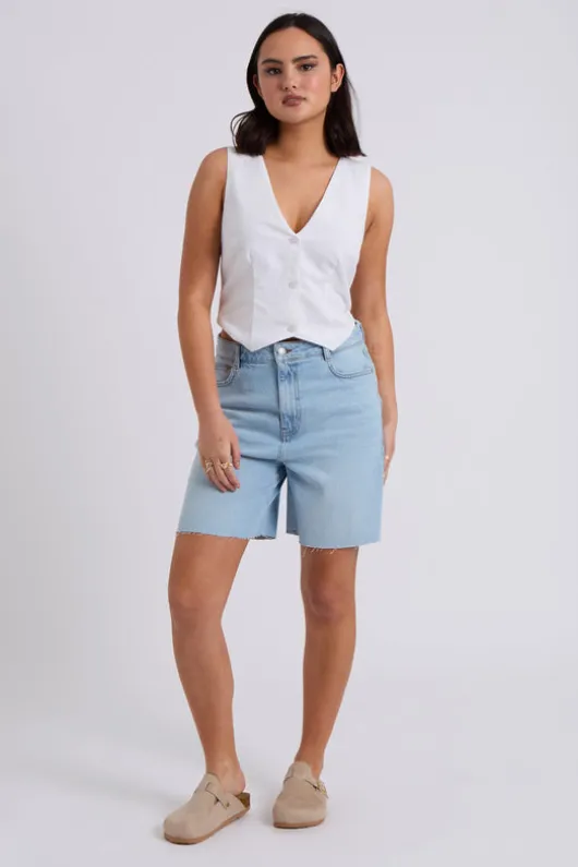 White Linen Blend Waistcoat