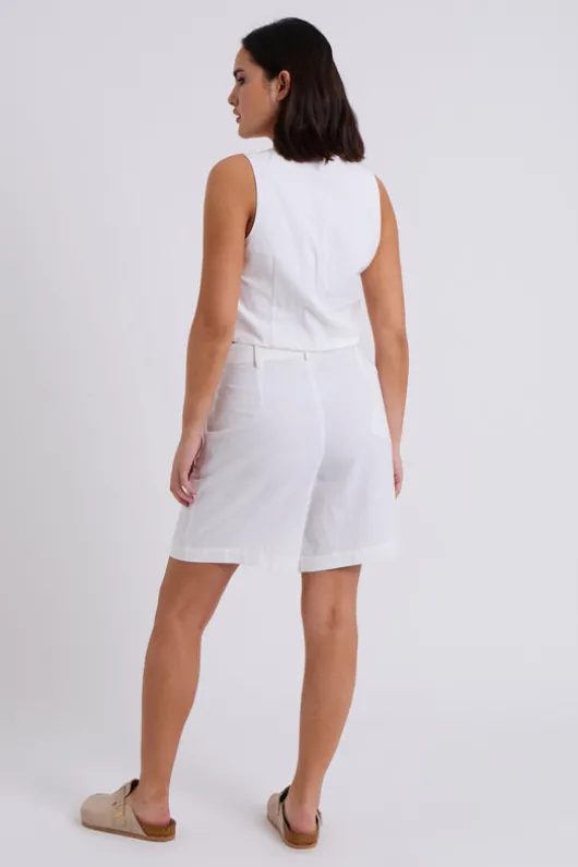 White Linen Blend Waistcoat