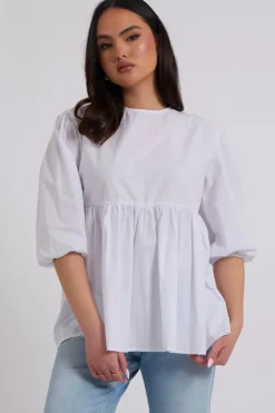 White Oversized Smock Top