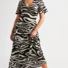 Zebra Empire Midi Dress