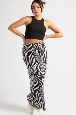Zebra Plisse Maxi Skirt