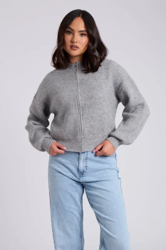Zip Ribbed Cardigan