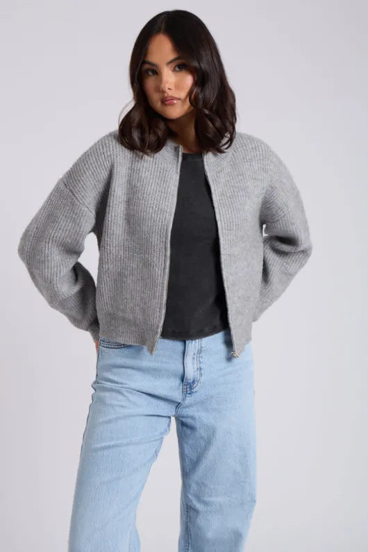 Zip Ribbed Cardigan
